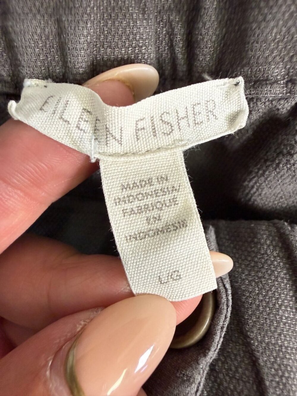 Eileen Fisher Cotton Hemp Stretch Lantern Pant Easy Fit Ankle Length Grove Large - Picture 5 of 16